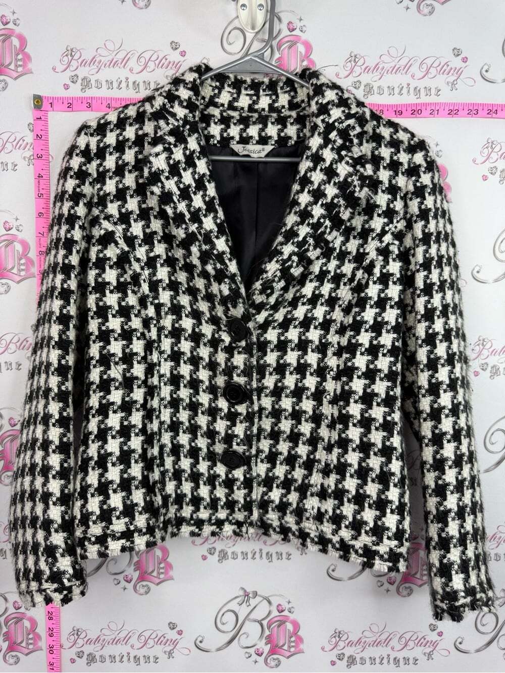 Jessica blazer button up y2k Black & White Houndstooth Blazer